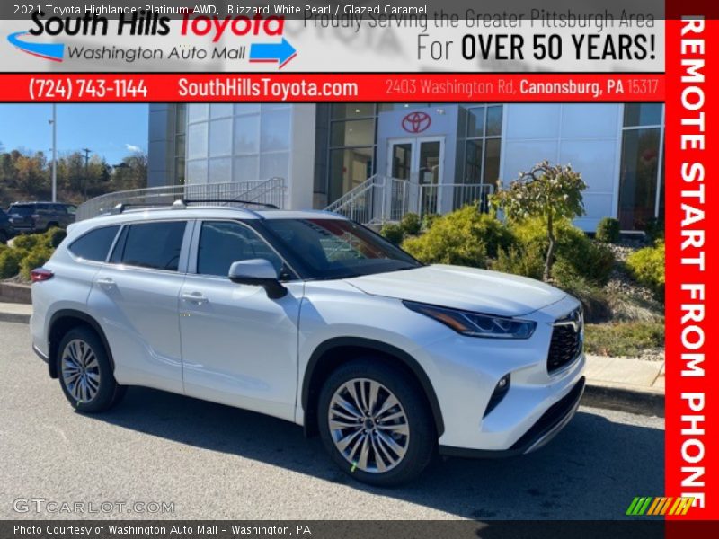 Blizzard White Pearl / Glazed Caramel 2021 Toyota Highlander Platinum AWD
