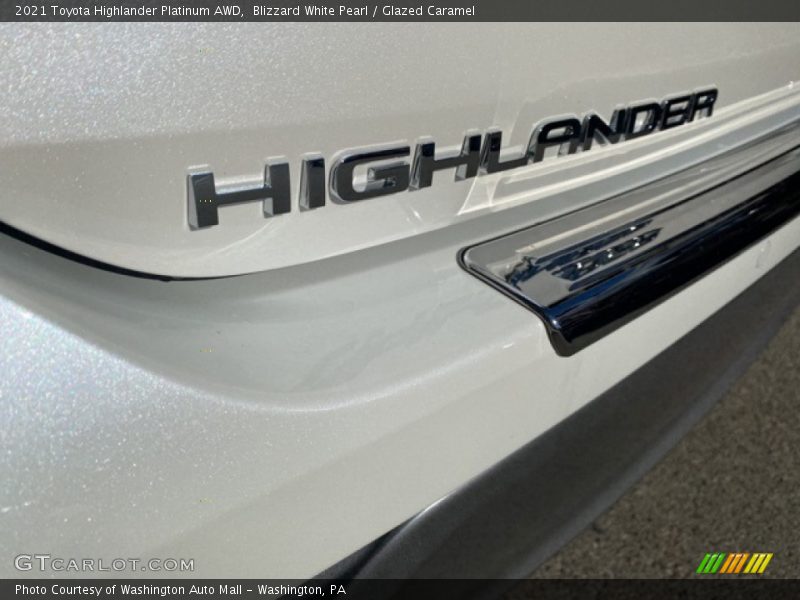 Blizzard White Pearl / Glazed Caramel 2021 Toyota Highlander Platinum AWD