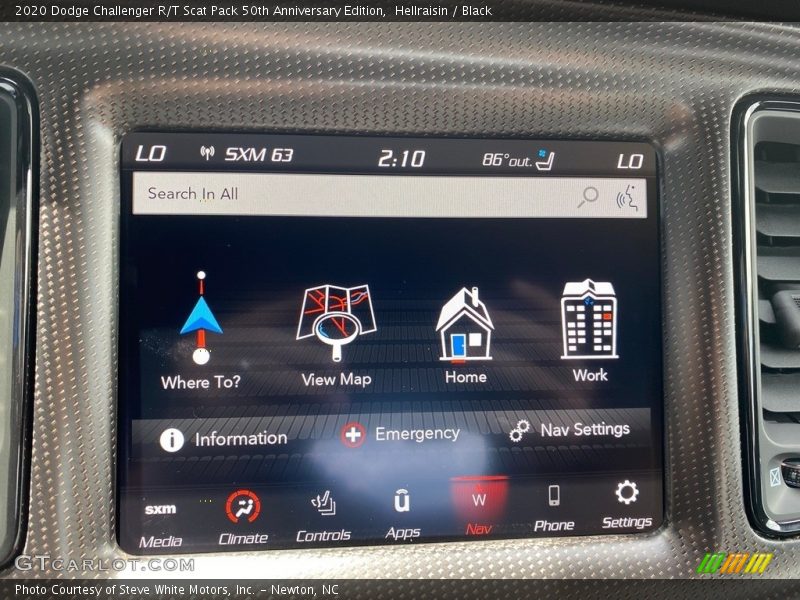 Controls of 2020 Challenger R/T Scat Pack 50th Anniversary Edition