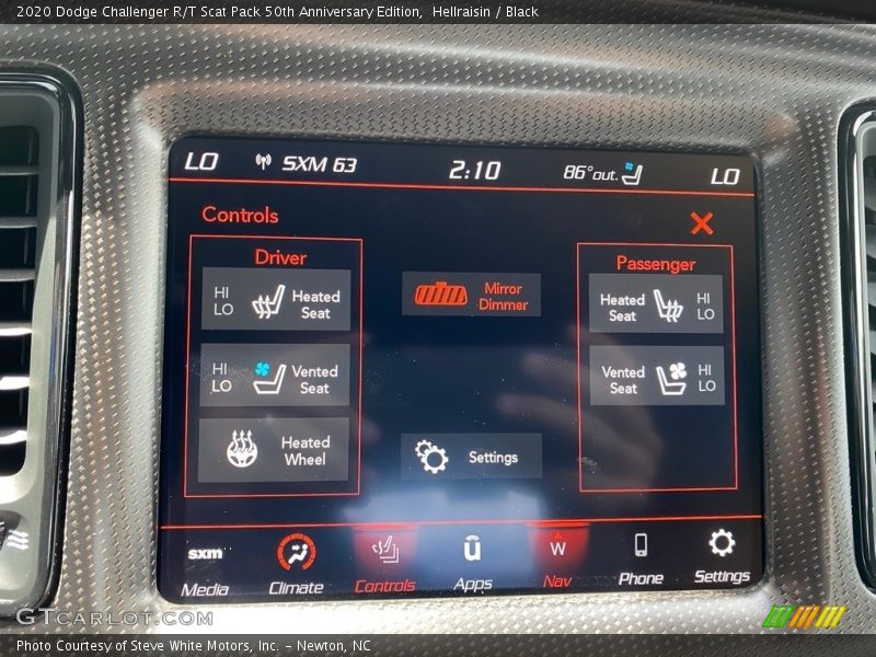 Controls of 2020 Challenger R/T Scat Pack 50th Anniversary Edition