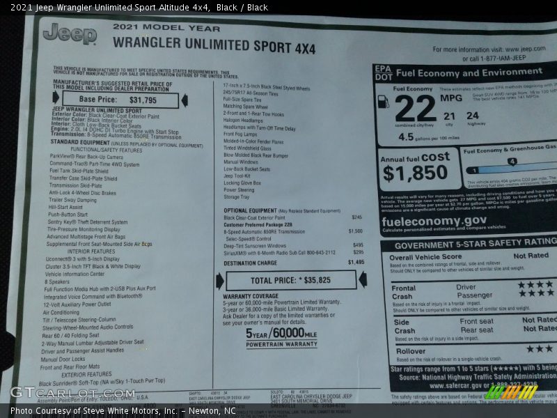 Black / Black 2021 Jeep Wrangler Unlimited Sport Altitude 4x4