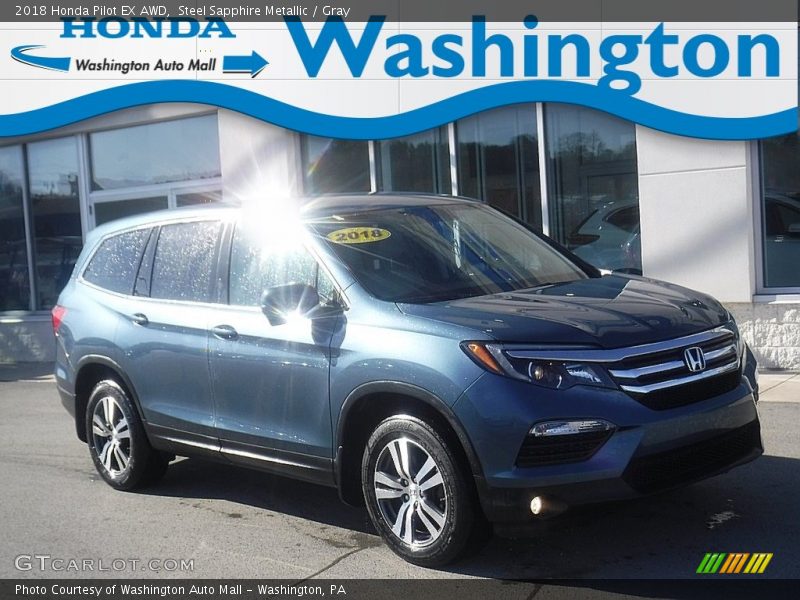 Steel Sapphire Metallic / Gray 2018 Honda Pilot EX AWD