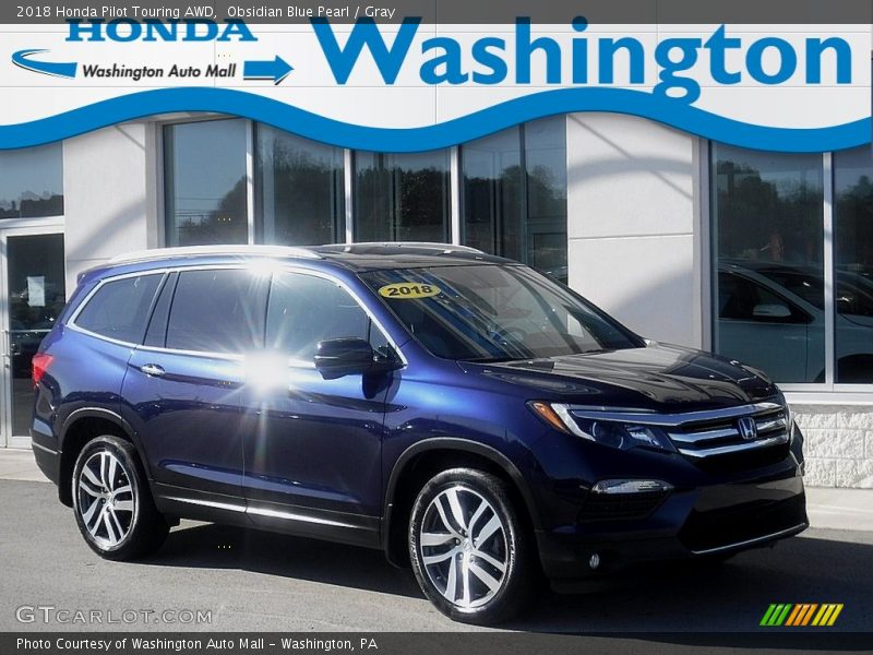 Obsidian Blue Pearl / Gray 2018 Honda Pilot Touring AWD