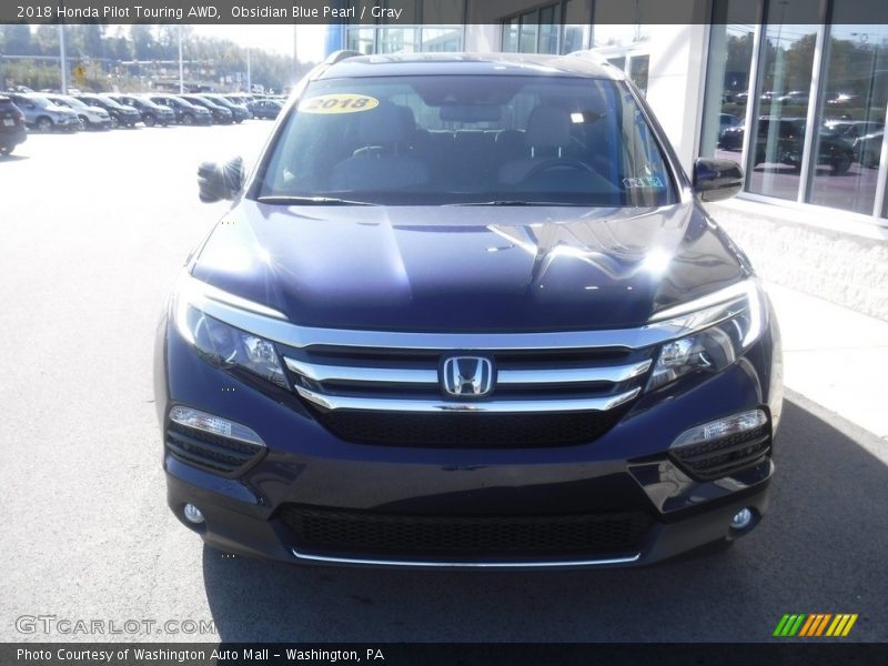 Obsidian Blue Pearl / Gray 2018 Honda Pilot Touring AWD