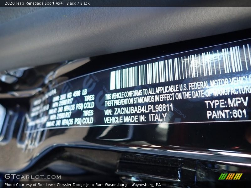 Black / Black 2020 Jeep Renegade Sport 4x4
