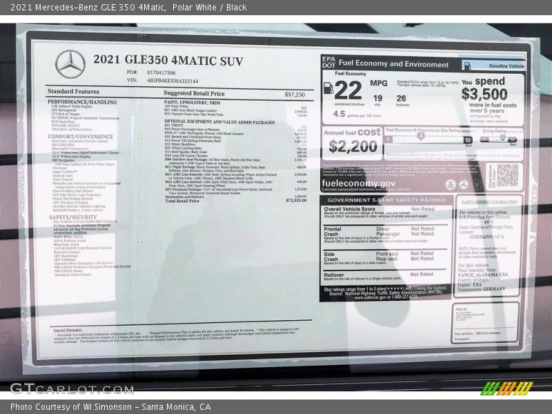Polar White / Black 2021 Mercedes-Benz GLE 350 4Matic