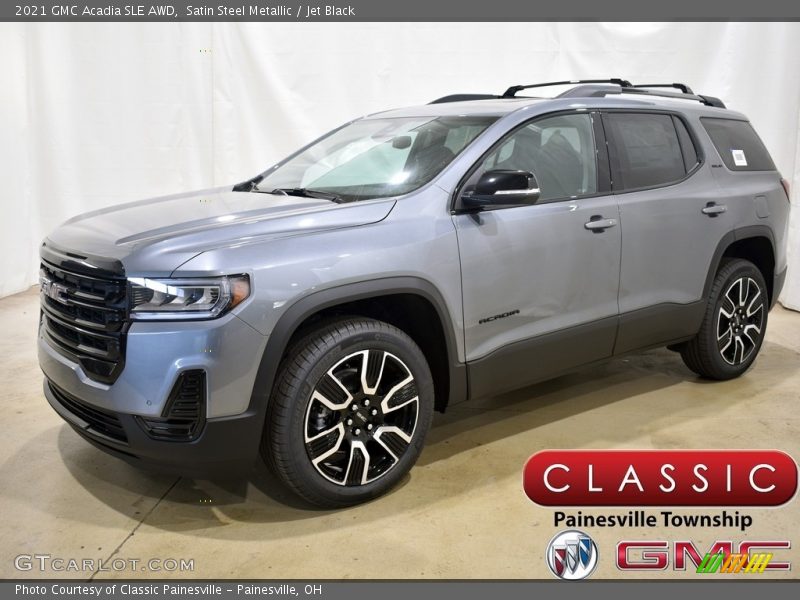Satin Steel Metallic / Jet Black 2021 GMC Acadia SLE AWD