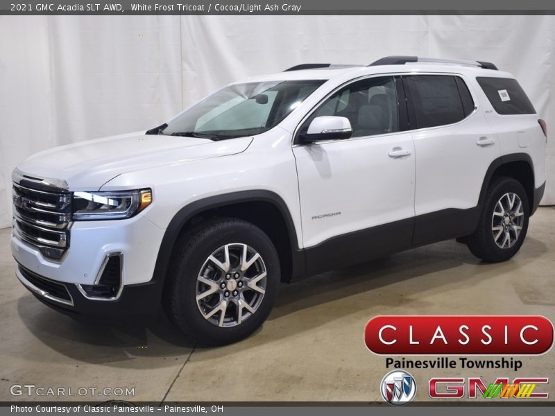 White Frost Tricoat / Cocoa/Light Ash Gray 2021 GMC Acadia SLT AWD