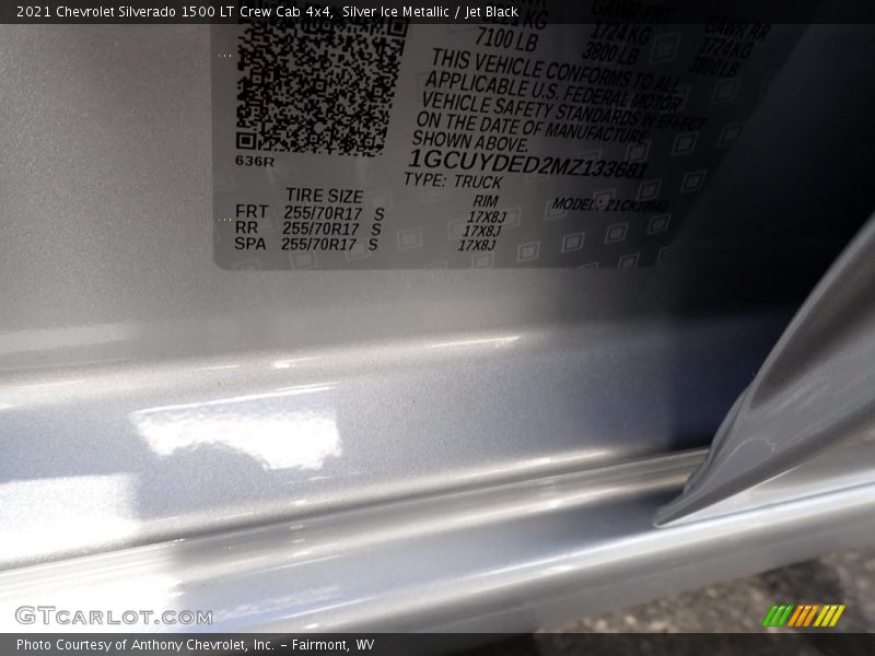 Silver Ice Metallic / Jet Black 2021 Chevrolet Silverado 1500 LT Crew Cab 4x4