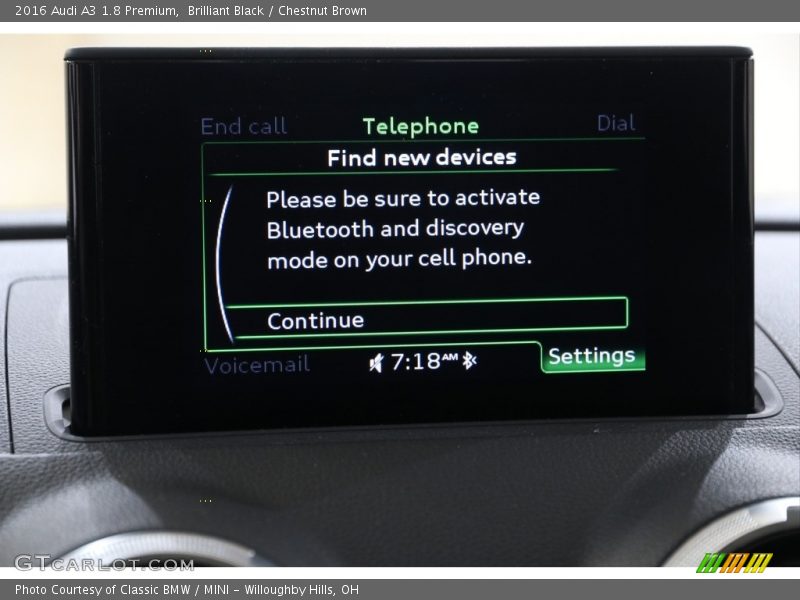 Brilliant Black / Chestnut Brown 2016 Audi A3 1.8 Premium