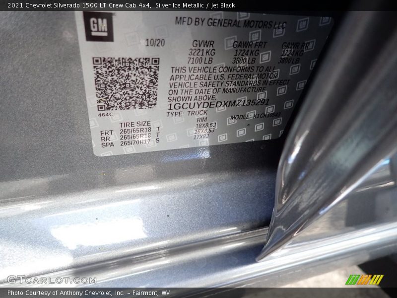 Silver Ice Metallic / Jet Black 2021 Chevrolet Silverado 1500 LT Crew Cab 4x4