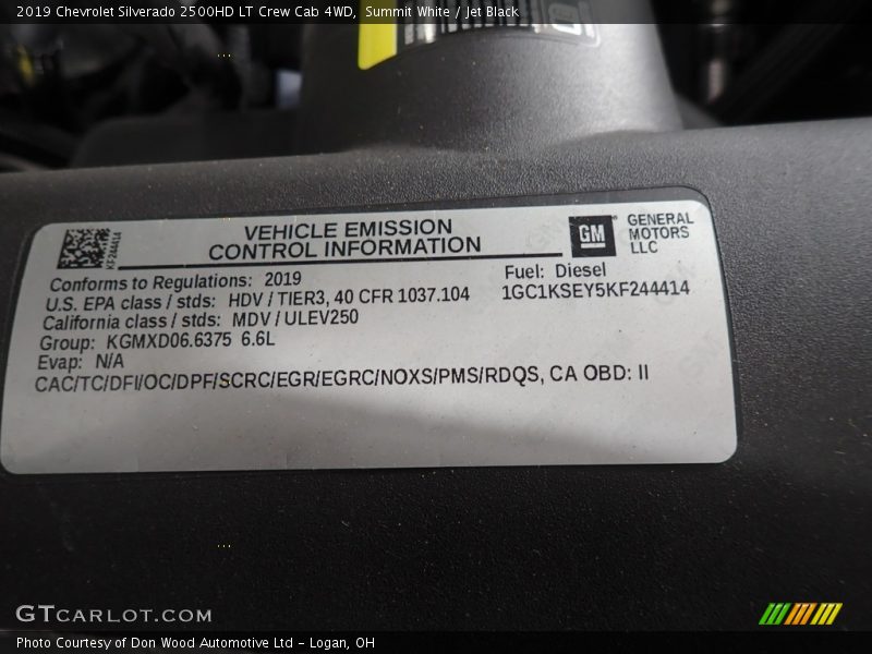 Summit White / Jet Black 2019 Chevrolet Silverado 2500HD LT Crew Cab 4WD
