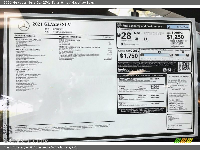 Polar White / Macchiato Beige 2021 Mercedes-Benz GLA 250