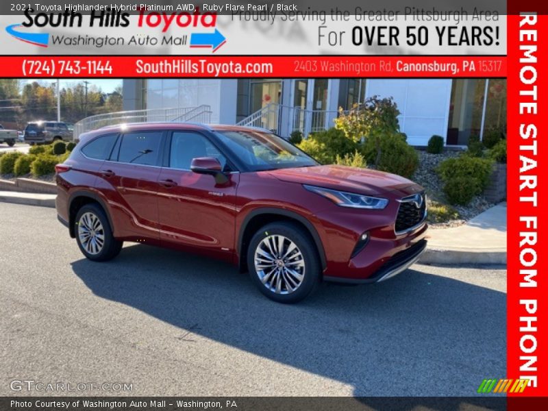 Ruby Flare Pearl / Black 2021 Toyota Highlander Hybrid Platinum AWD