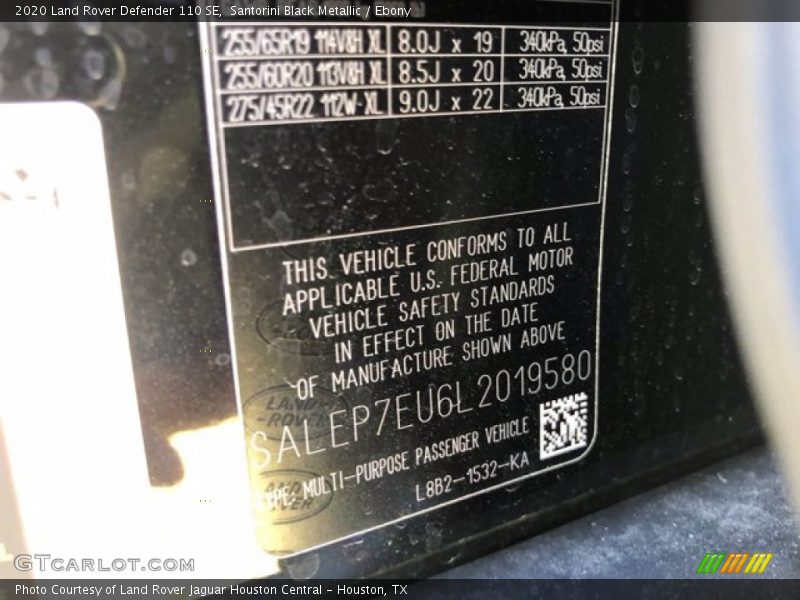 Santorini Black Metallic / Ebony 2020 Land Rover Defender 110 SE