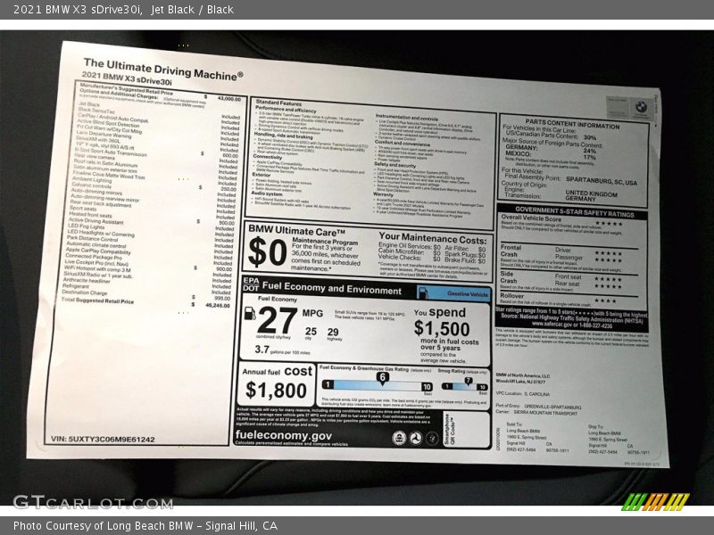 Jet Black / Black 2021 BMW X3 sDrive30i