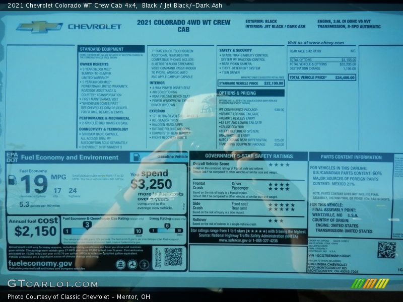 Black / Jet Black/­Dark Ash 2021 Chevrolet Colorado WT Crew Cab 4x4