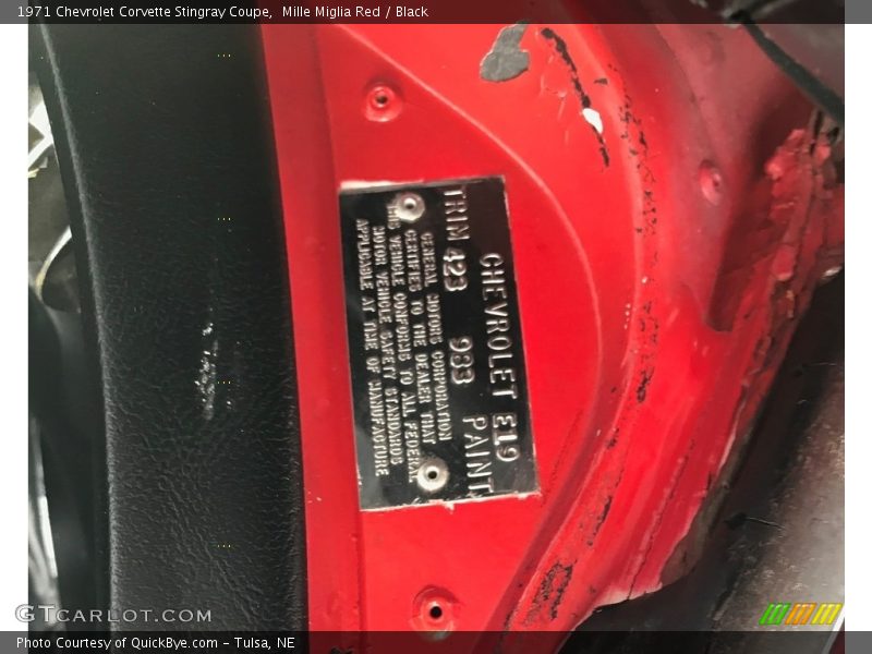Mille Miglia Red / Black 1971 Chevrolet Corvette Stingray Coupe