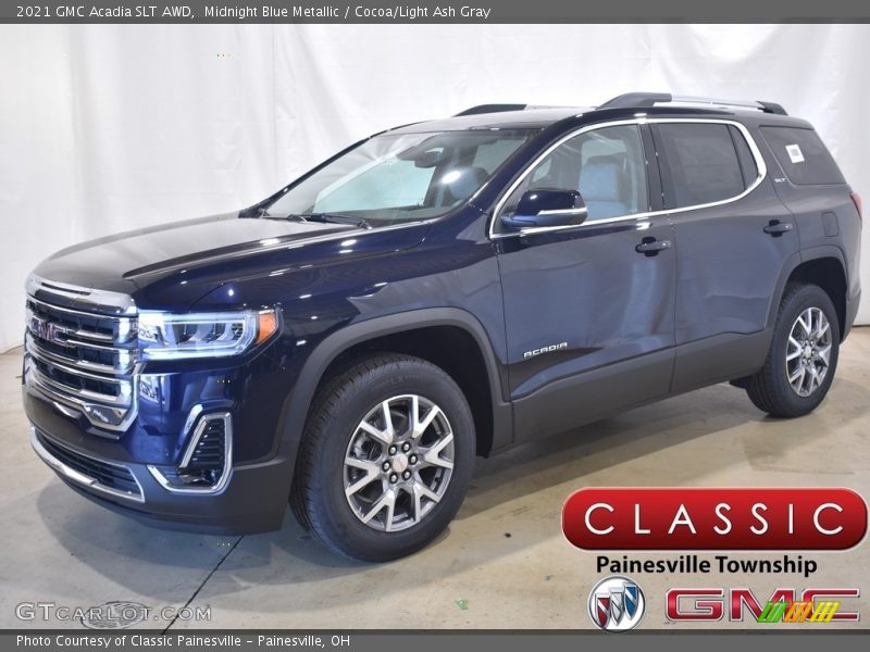 Midnight Blue Metallic / Cocoa/Light Ash Gray 2021 GMC Acadia SLT AWD