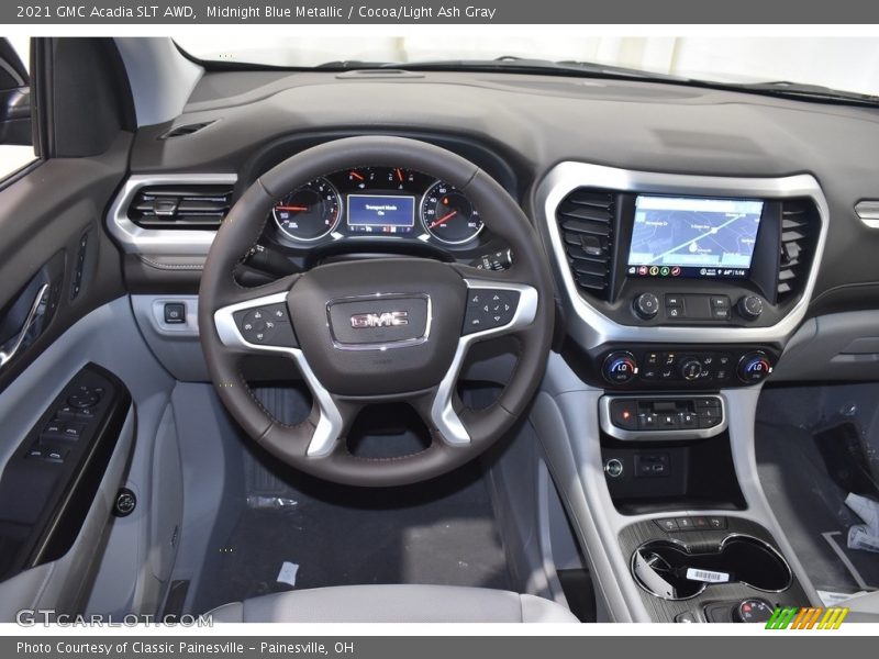 Midnight Blue Metallic / Cocoa/Light Ash Gray 2021 GMC Acadia SLT AWD