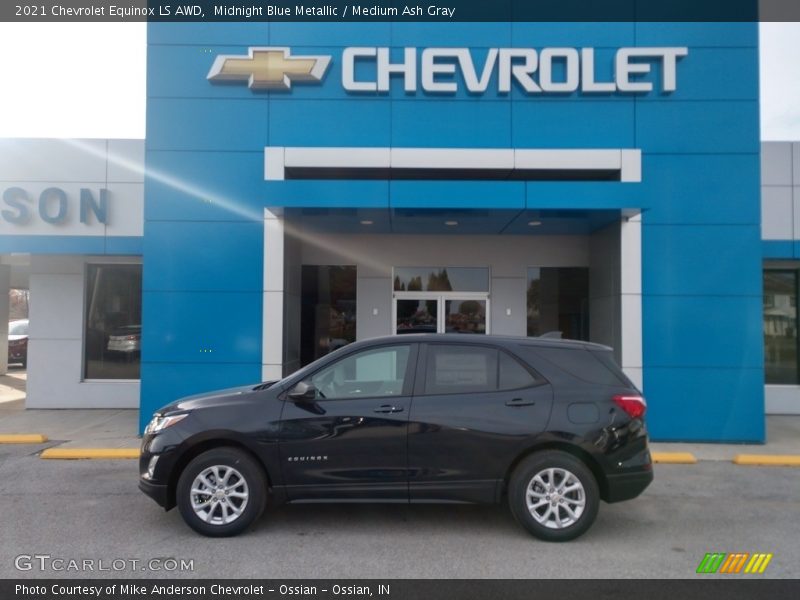 Midnight Blue Metallic / Medium Ash Gray 2021 Chevrolet Equinox LS AWD