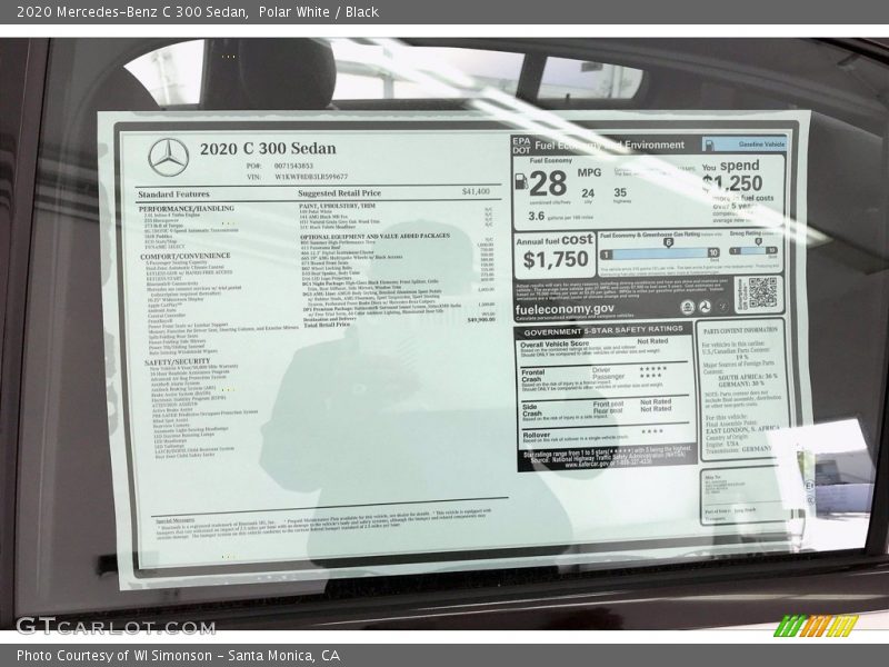 Polar White / Black 2020 Mercedes-Benz C 300 Sedan