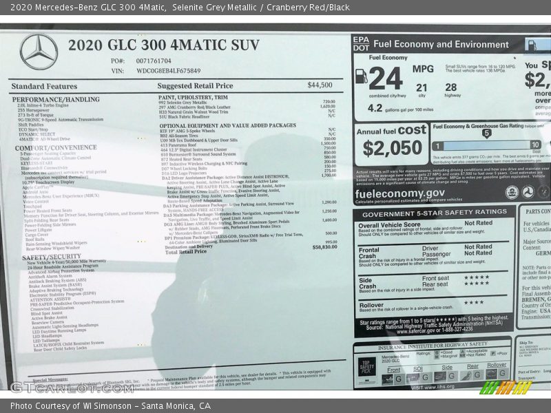 Selenite Grey Metallic / Cranberry Red/Black 2020 Mercedes-Benz GLC 300 4Matic