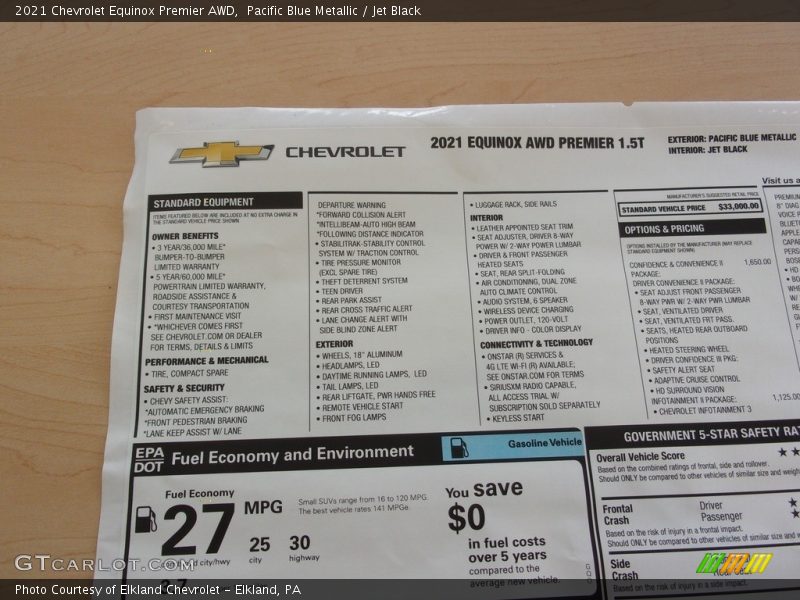 Pacific Blue Metallic / Jet Black 2021 Chevrolet Equinox Premier AWD