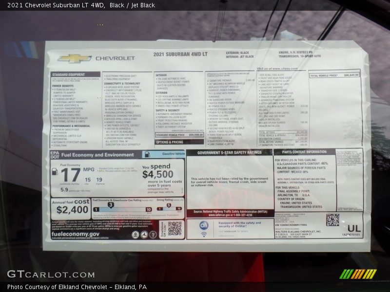 Black / Jet Black 2021 Chevrolet Suburban LT 4WD