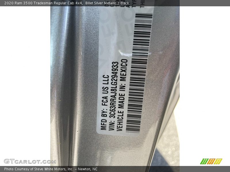 Billet Silver Metallic / Black 2020 Ram 3500 Tradesman Regular Cab 4x4