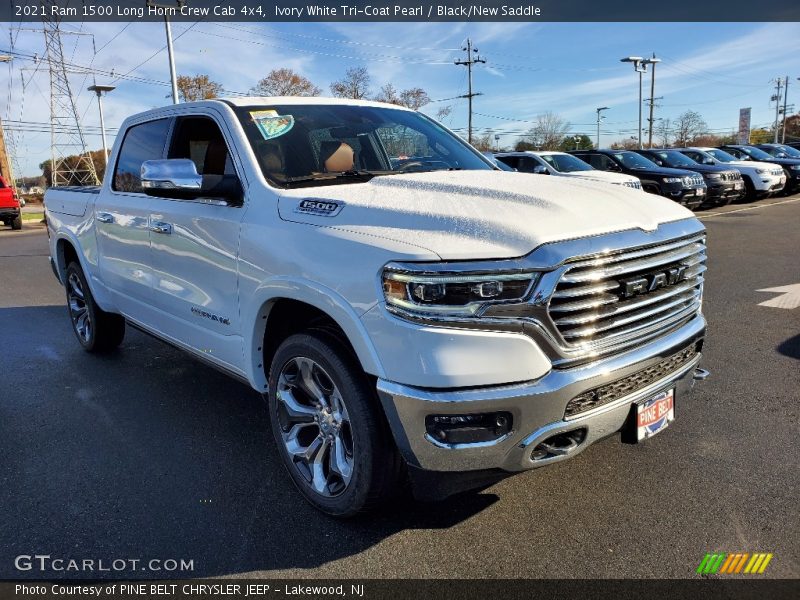 Ivory White Tri-Coat Pearl / Black/New Saddle 2021 Ram 1500 Long Horn Crew Cab 4x4