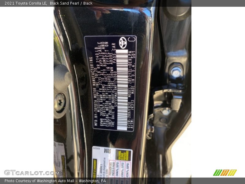 Black Sand Pearl / Black 2021 Toyota Corolla LE