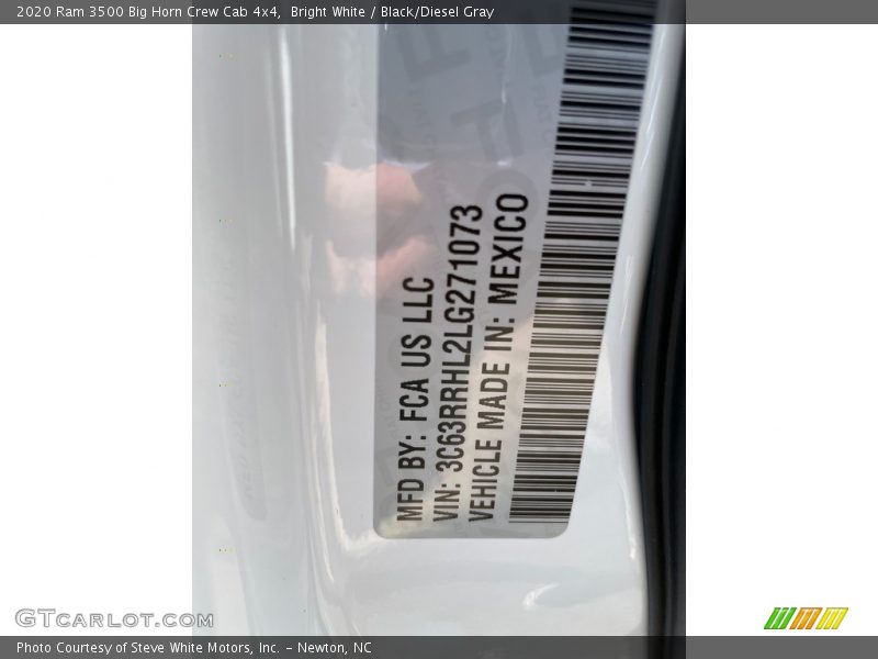 Bright White / Black/Diesel Gray 2020 Ram 3500 Big Horn Crew Cab 4x4