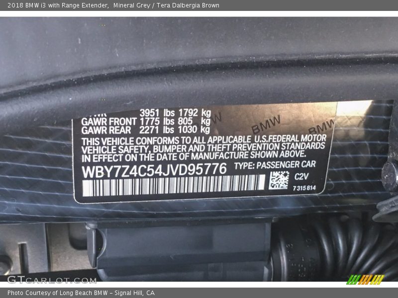 Mineral Grey / Tera Dalbergia Brown 2018 BMW i3 with Range Extender