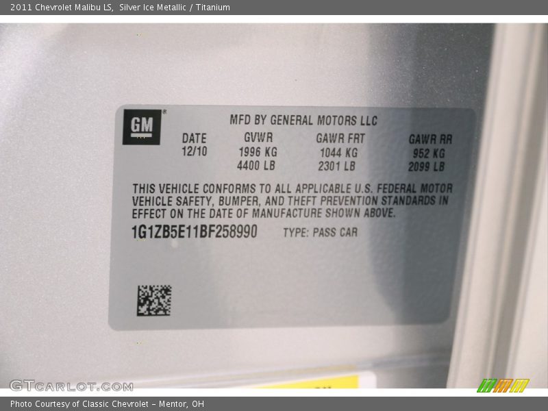 Silver Ice Metallic / Titanium 2011 Chevrolet Malibu LS
