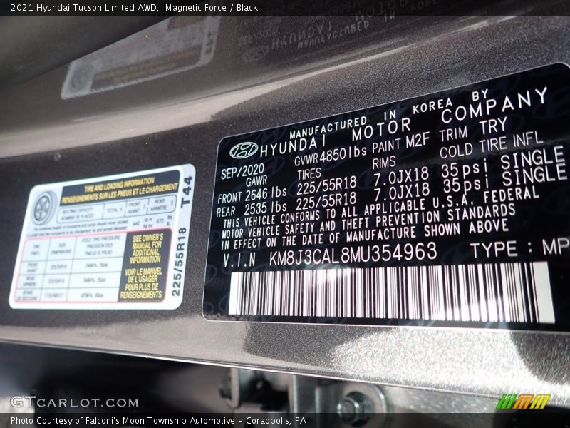 Magnetic Force / Black 2021 Hyundai Tucson Limited AWD
