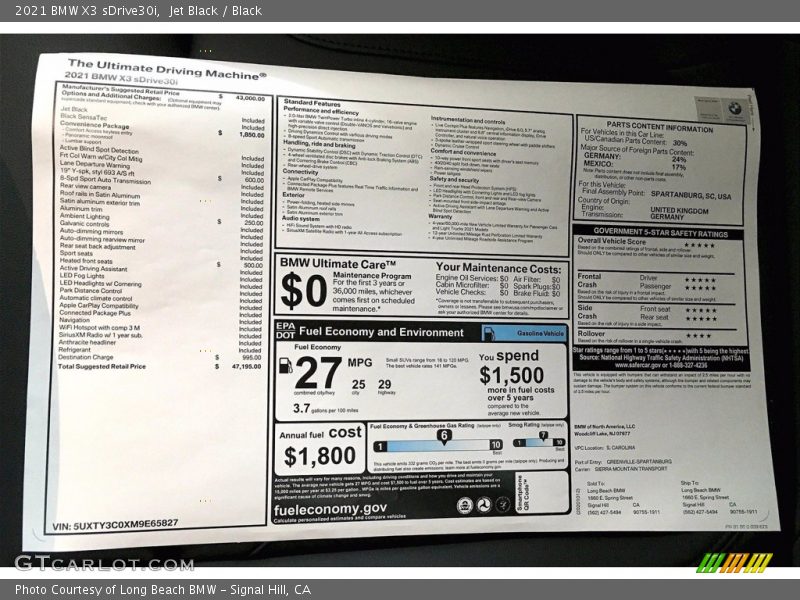 Jet Black / Black 2021 BMW X3 sDrive30i