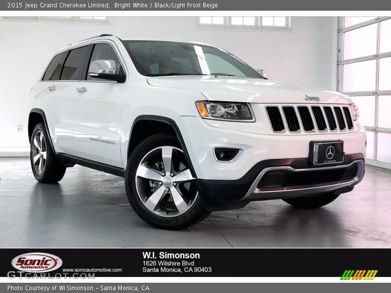 Bright White / Black/Light Frost Beige 2015 Jeep Grand Cherokee Limited
