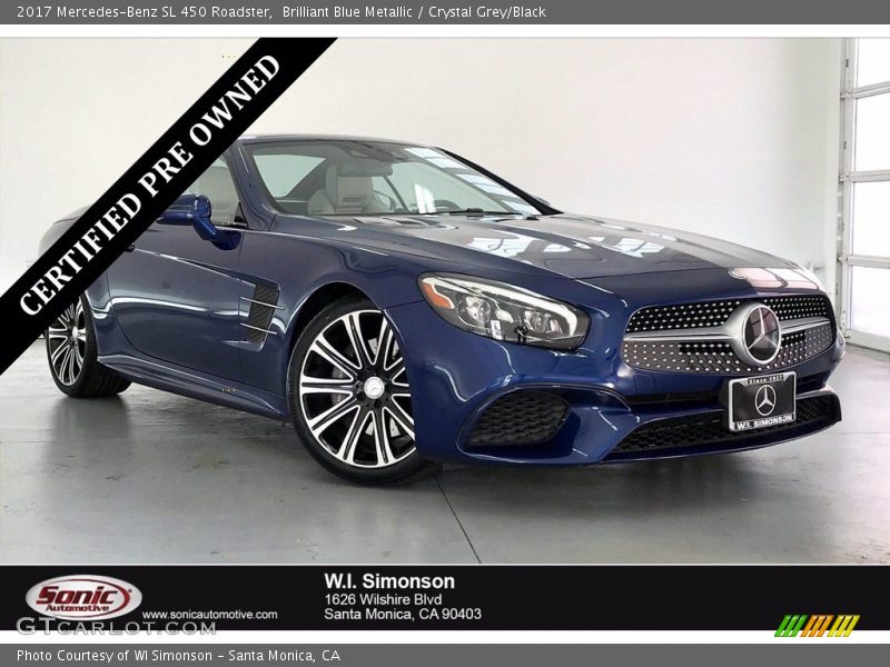 Brilliant Blue Metallic / Crystal Grey/Black 2017 Mercedes-Benz SL 450 Roadster