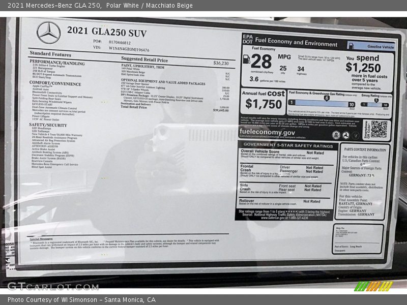 Polar White / Macchiato Beige 2021 Mercedes-Benz GLA 250