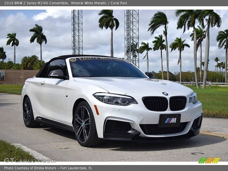 Mineral White Metallic / Coral Red 2019 BMW 2 Series M240i Convertible