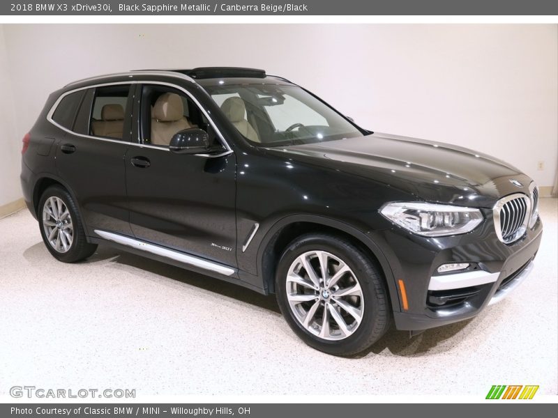 Black Sapphire Metallic / Canberra Beige/Black 2018 BMW X3 xDrive30i