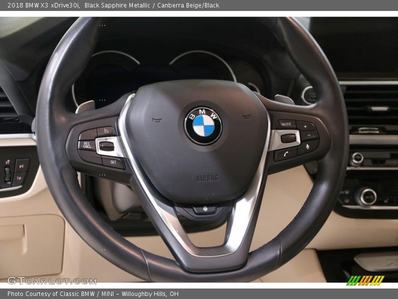 Black Sapphire Metallic / Canberra Beige/Black 2018 BMW X3 xDrive30i