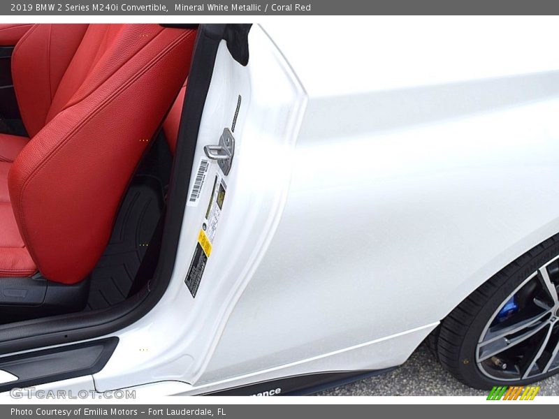 Mineral White Metallic / Coral Red 2019 BMW 2 Series M240i Convertible