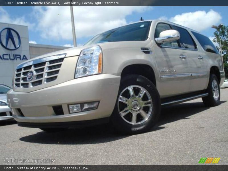 Gold Mist / Cocoa/Light Cashmere 2007 Cadillac Escalade ESV AWD