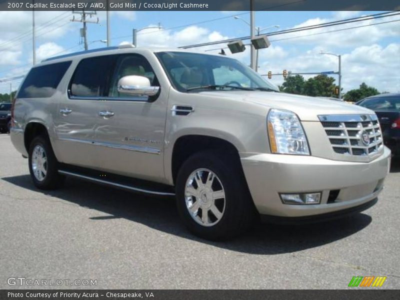Gold Mist / Cocoa/Light Cashmere 2007 Cadillac Escalade ESV AWD