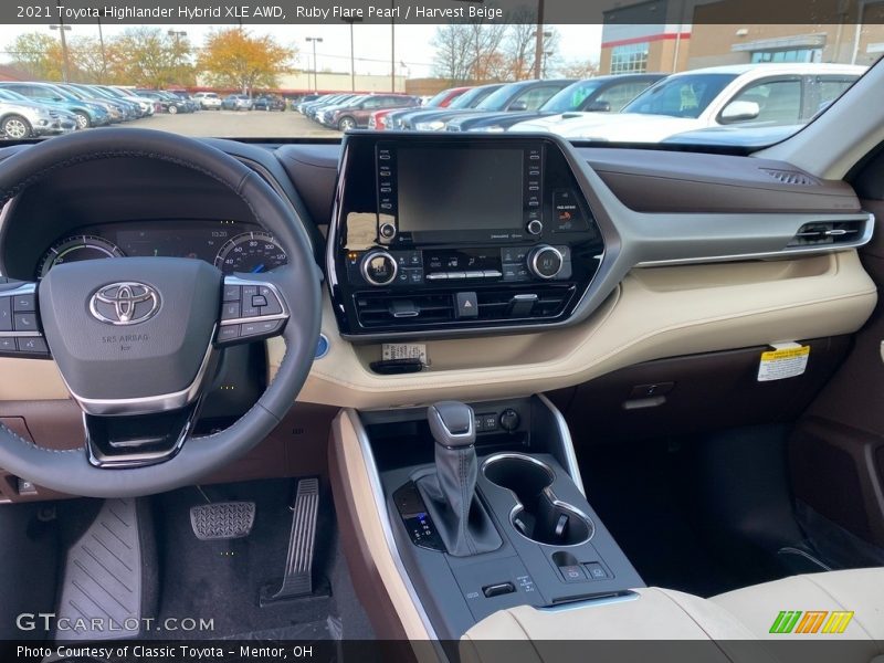 Ruby Flare Pearl / Harvest Beige 2021 Toyota Highlander Hybrid XLE AWD