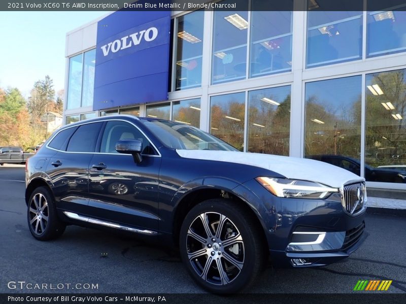 Denim Blue Metallic / Blonde/Charcoal 2021 Volvo XC60 T6 AWD Inscription