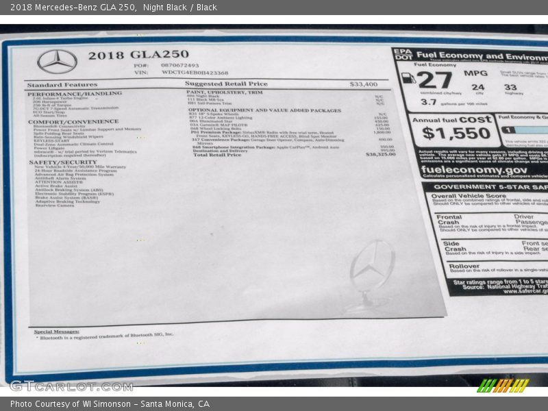 Night Black / Black 2018 Mercedes-Benz GLA 250
