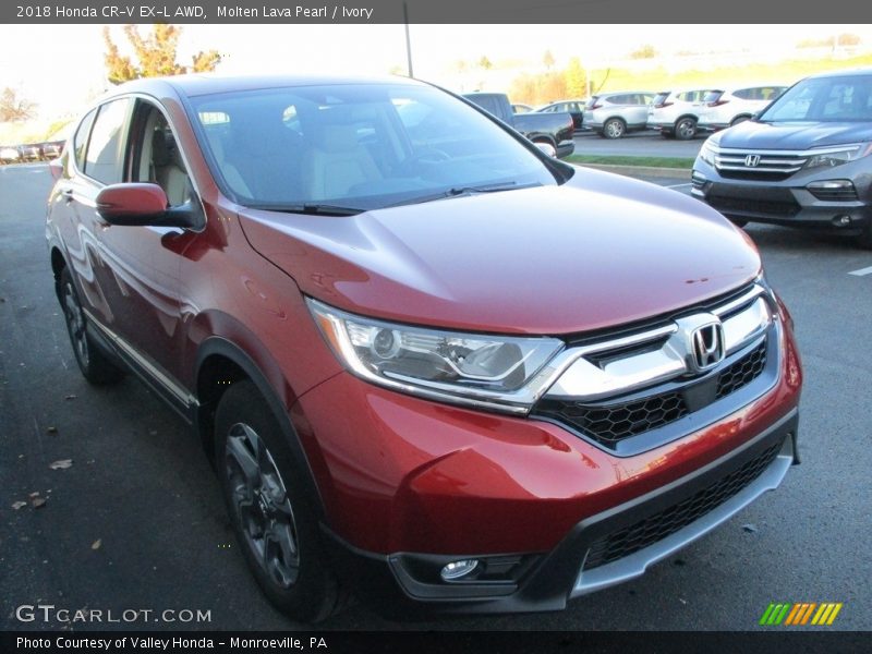 Molten Lava Pearl / Ivory 2018 Honda CR-V EX-L AWD